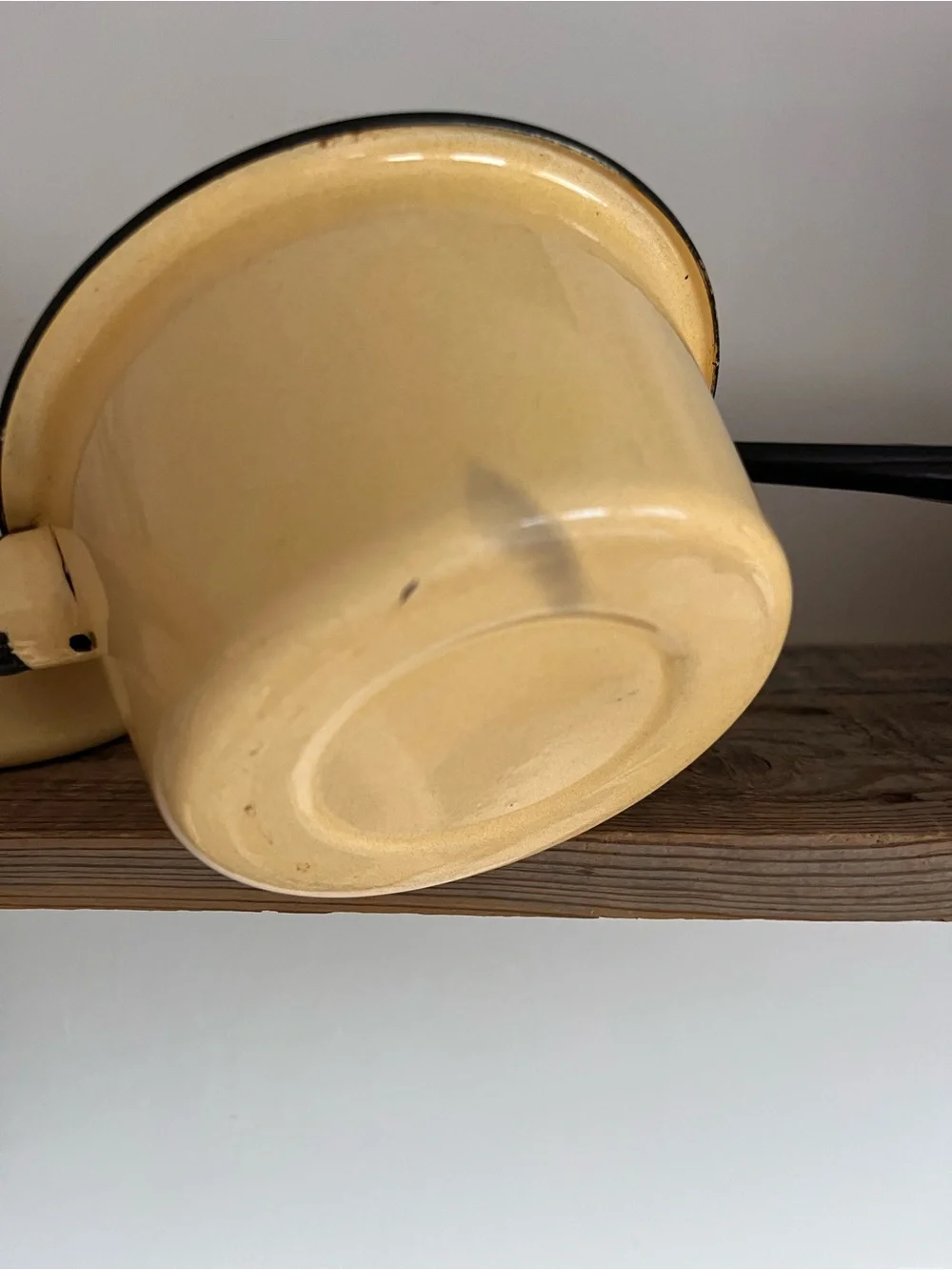 Yellow Enamel Saucepan Set with Black Handles